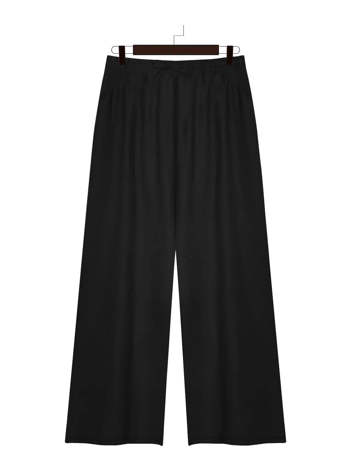 Wide Leg Lounge Trousers with Drawstring Waist and Pockets - Image 12