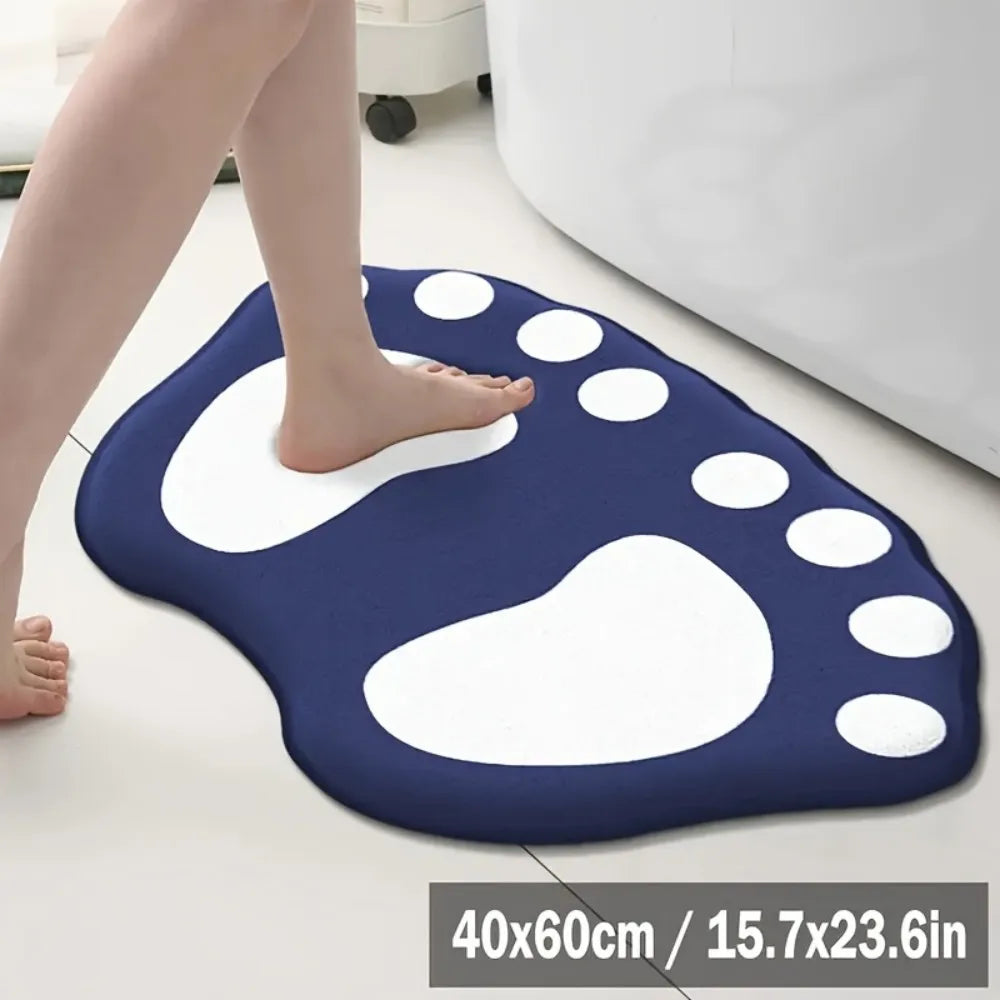 VIKAMA Footprint Pattern Flannel Rug Bedroom, Living Room, Entryway Doormat Soft and Comfortable Rug Home Decor