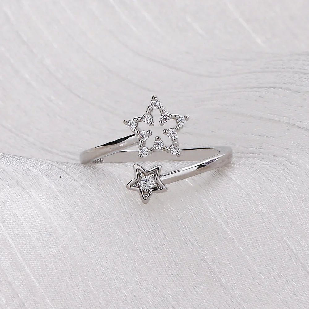 VENTFILLE 925 Silver Moon Tassel Opening Female Fashion Ins Ring