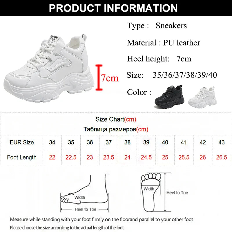 Chunky Platform Lace-Up Sneakers for Women - White & Black - Image 8