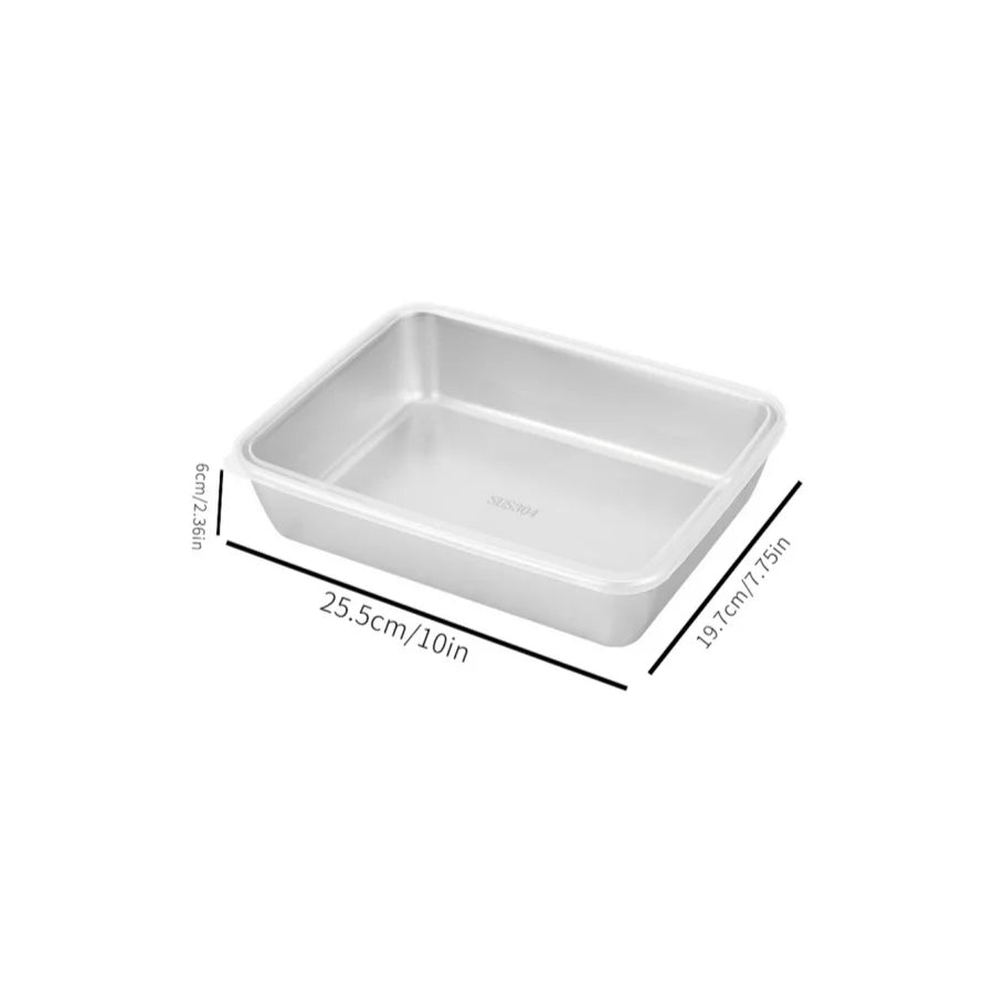 Stainless Steel Crisper Fresh-keep Food Container Rectangle Picnic Bento Tray Refrigerator Freezer Storage Box Restaurant Plate