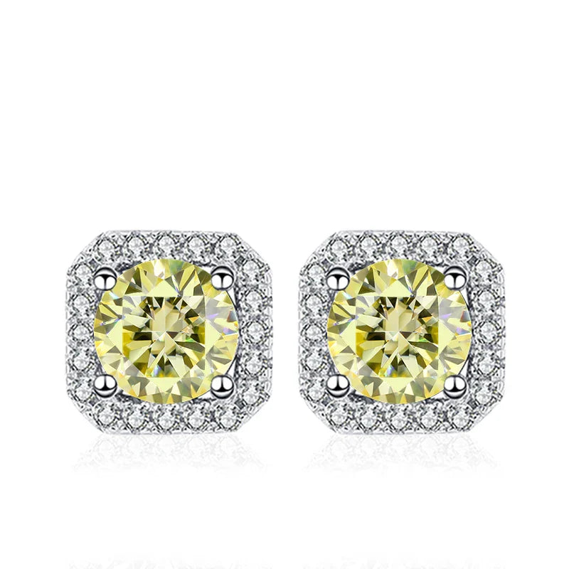 NeeTim 0.5ct 1ct Pink Moissanite Studs Earrings for Women 925 Sterling Silver Black Blue Grey Sparkling Lab Diamond Stud Earring