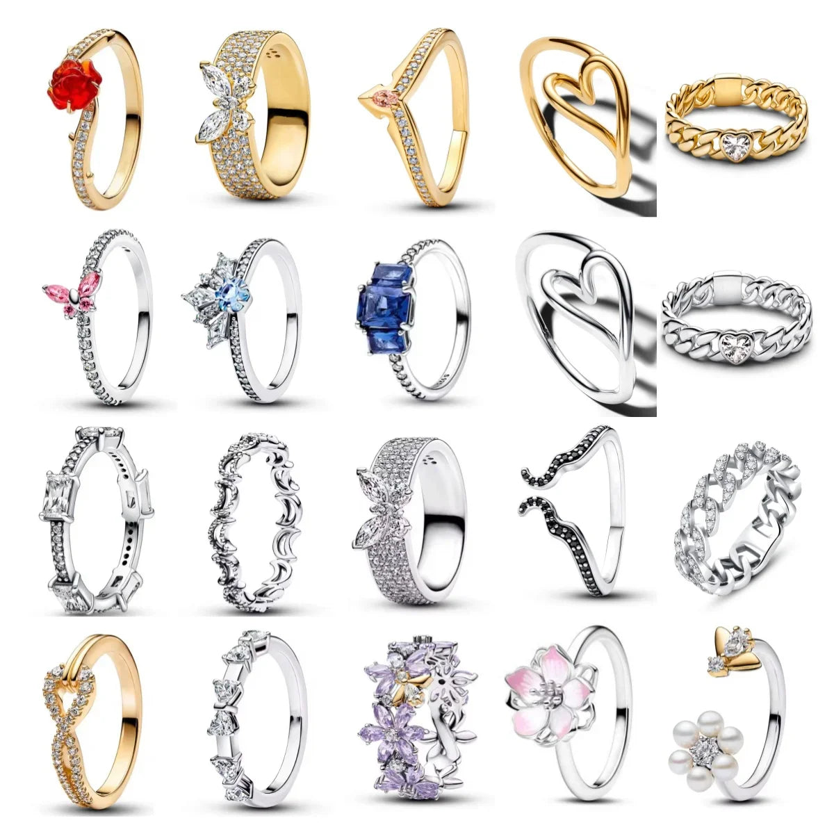 2026 Hot Selling 925 Sterling Silver Heart-Shaped Butterfly Flower Ring, Exquisite and Charming Jewelry Gift for European Women