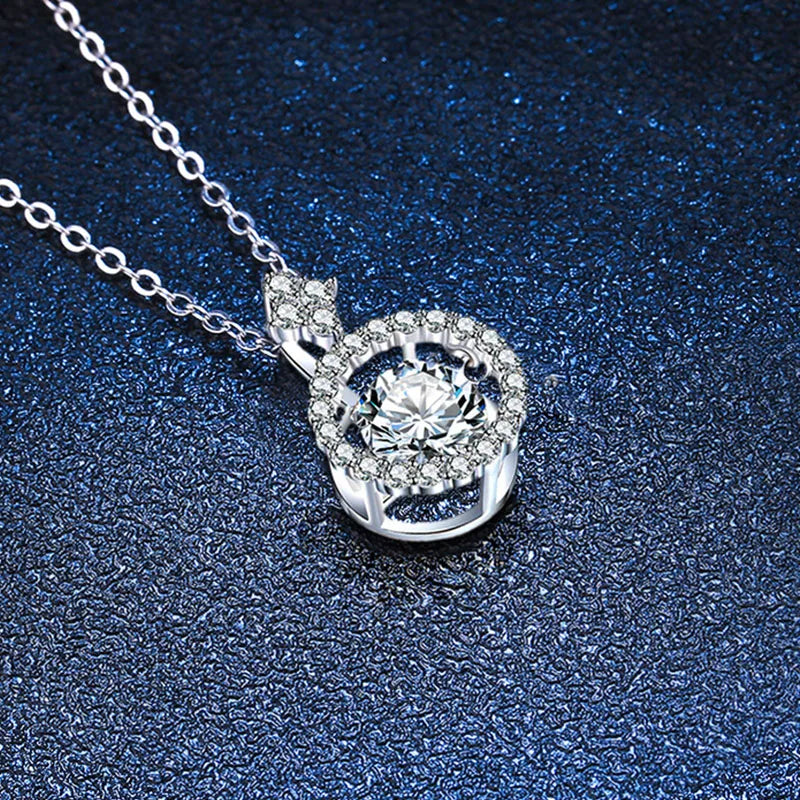 NeeTim 1CT Moissanite Pendant For Women Diamond Necklace S925 Sterling Silver White Gold Plated Jewelry Valentine's Day Gift