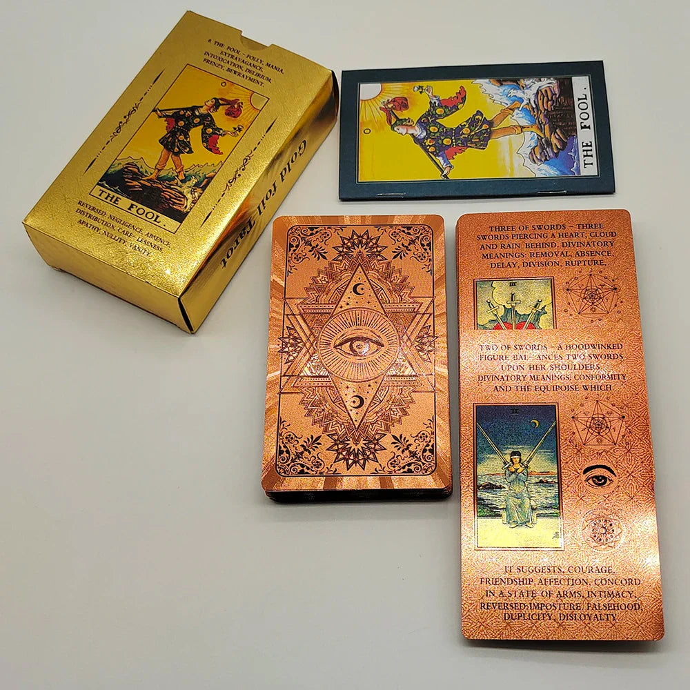 New Version Plastic Tarot Rider Waite Waterproof Gold Foil Tarot Deck With Nice PVC Package Prediction Cards Game