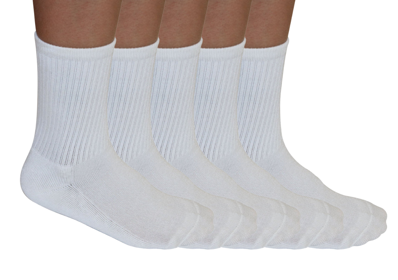 3/4 Crew Athletic Bamboo Viscose Socks Unisex White 5-Pack