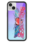 Sagittarius zodiac themed iPhone case with a heart and wings design on a blue and purple gradient background with a black rubber border