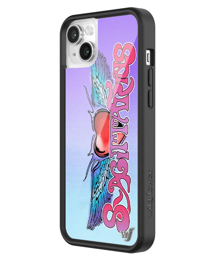 Sagittarius Zodiac iPhone Case with Heart and Wing Graphic - Image 2