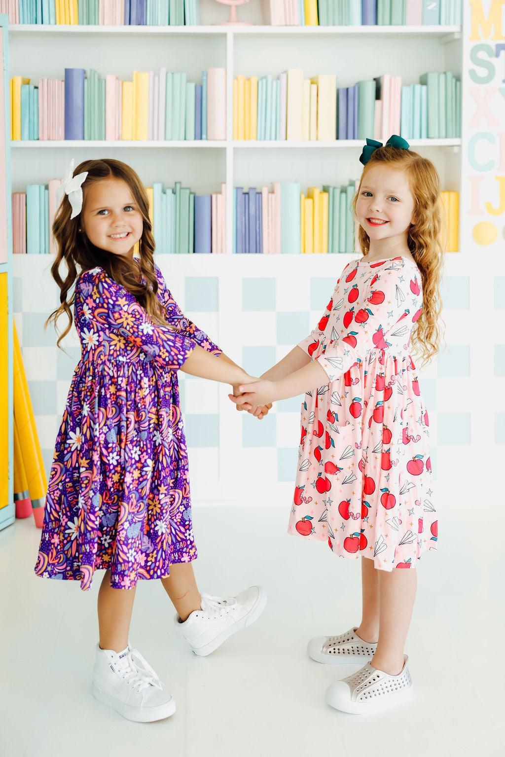 SALE Star Student 3/4 Sleeve Pocket Twirl Dress