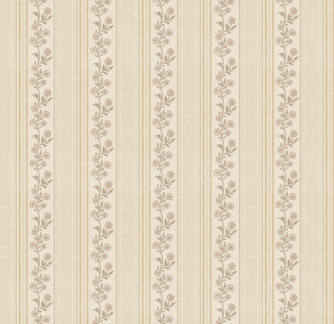 Auggie Striped Wallpaper in Pink, Cream, and Sage-Green