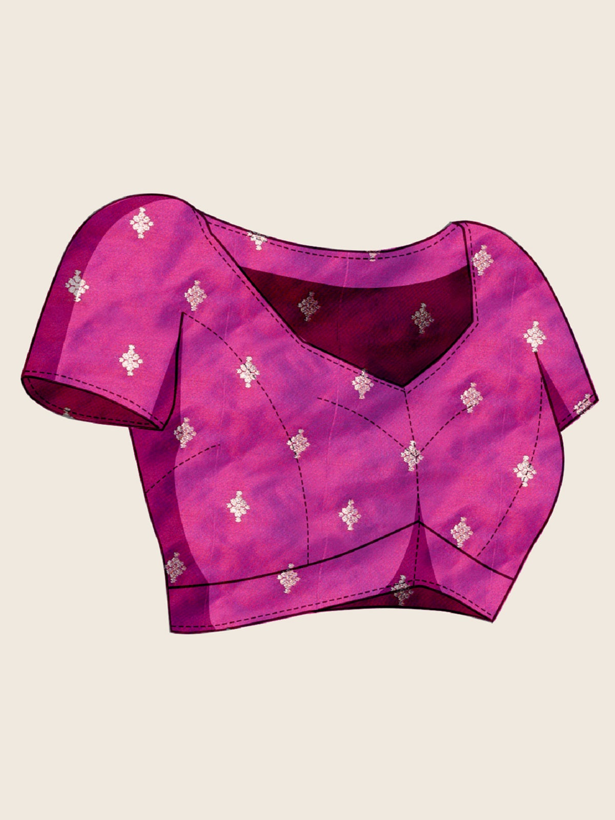 Deep Purple Jacquard Saree with Golden and Silver Jari