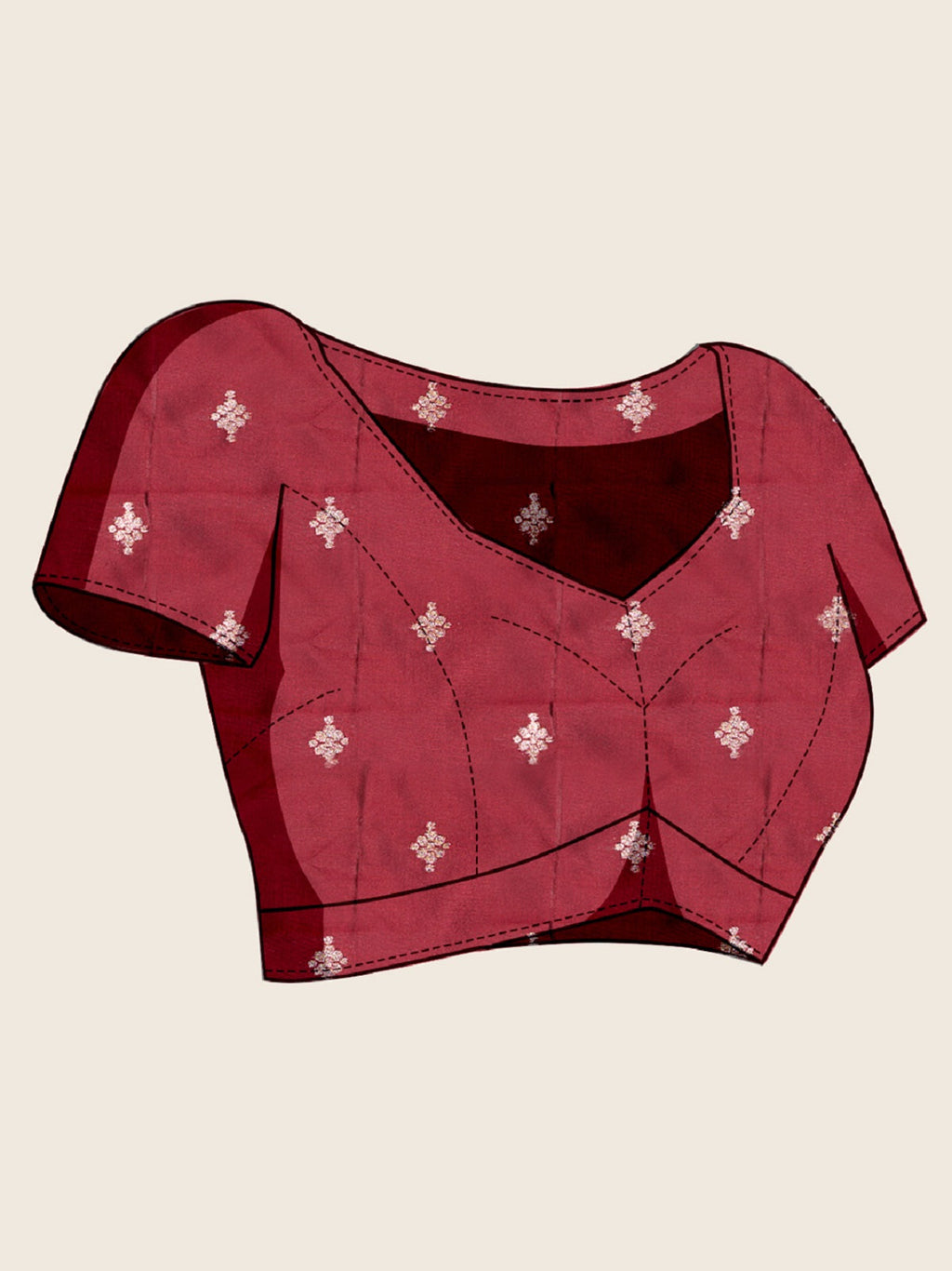 Deep Maroon Pure Jacquard Wedding Saree with Jari Weaving