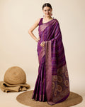 Purple Jacquard party saree with intricate golden and silver jari work