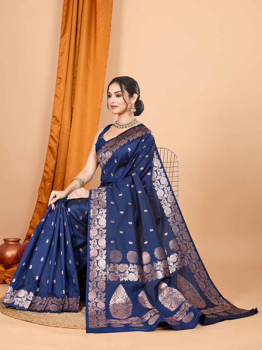 Teal Blue Banarsi Silk Saree with Traditional Jari Weaving