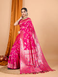 Pink Banarasi Silk Party Wear Saree With Jari Weaving