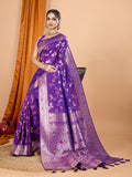 Blue Banarasi Silk Saree with Traditional Jari Weaving Work