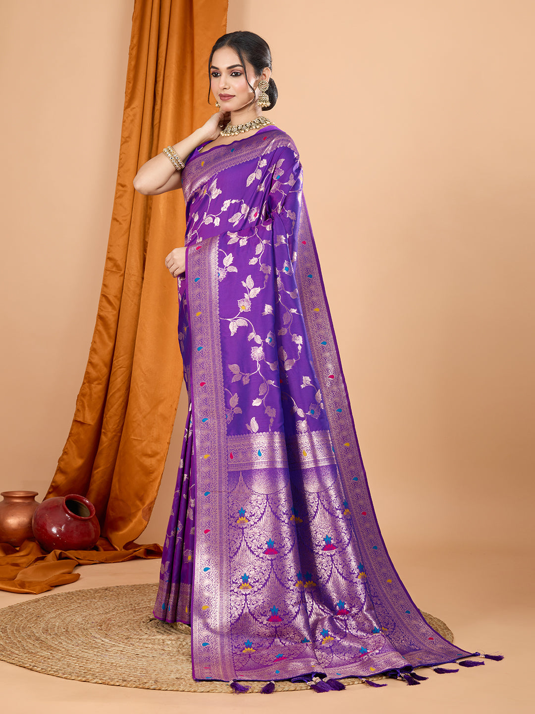 Blue Banarasi Silk Saree with Traditional Jari Weaving Work