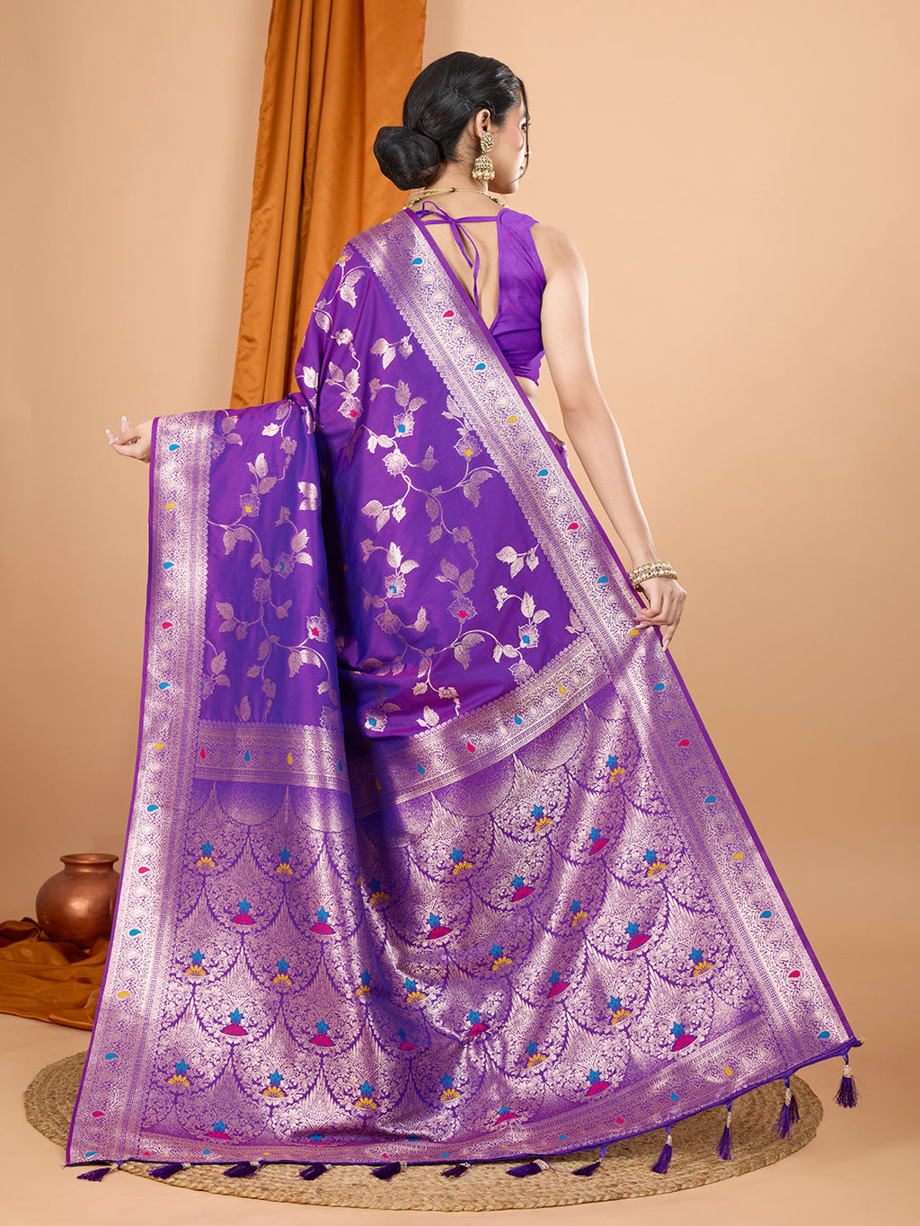 Blue Banarasi Silk Saree with Traditional Jari Weaving Work