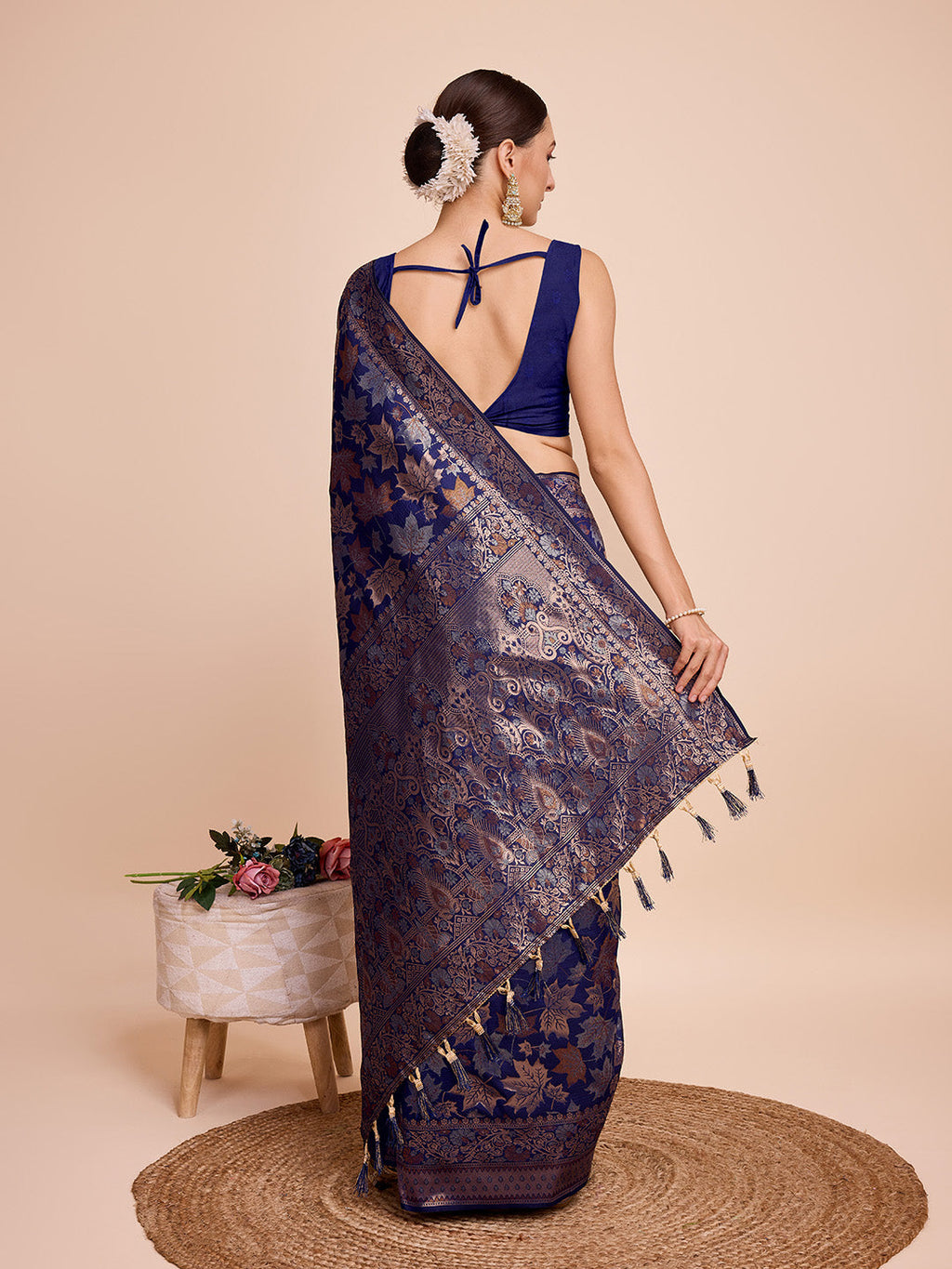 Royal Blue Pure Silk Wedding Saree with Jari Weaving