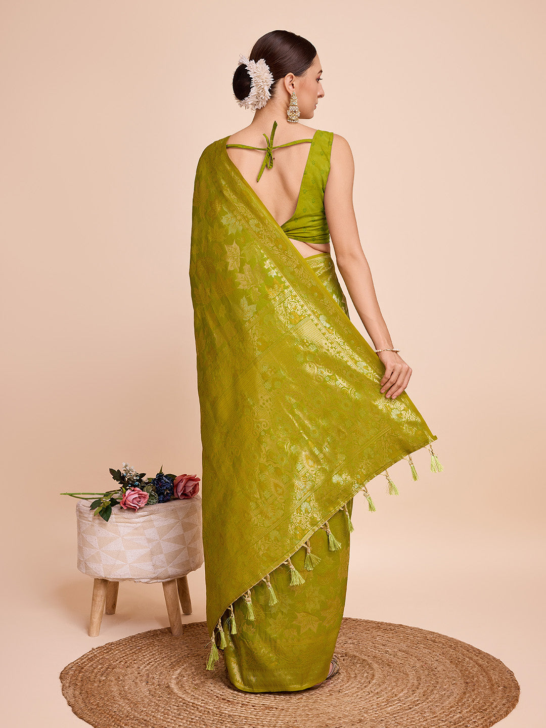 Pastel Green Pure Silk Wedding Saree with Traditional Jari Weaving