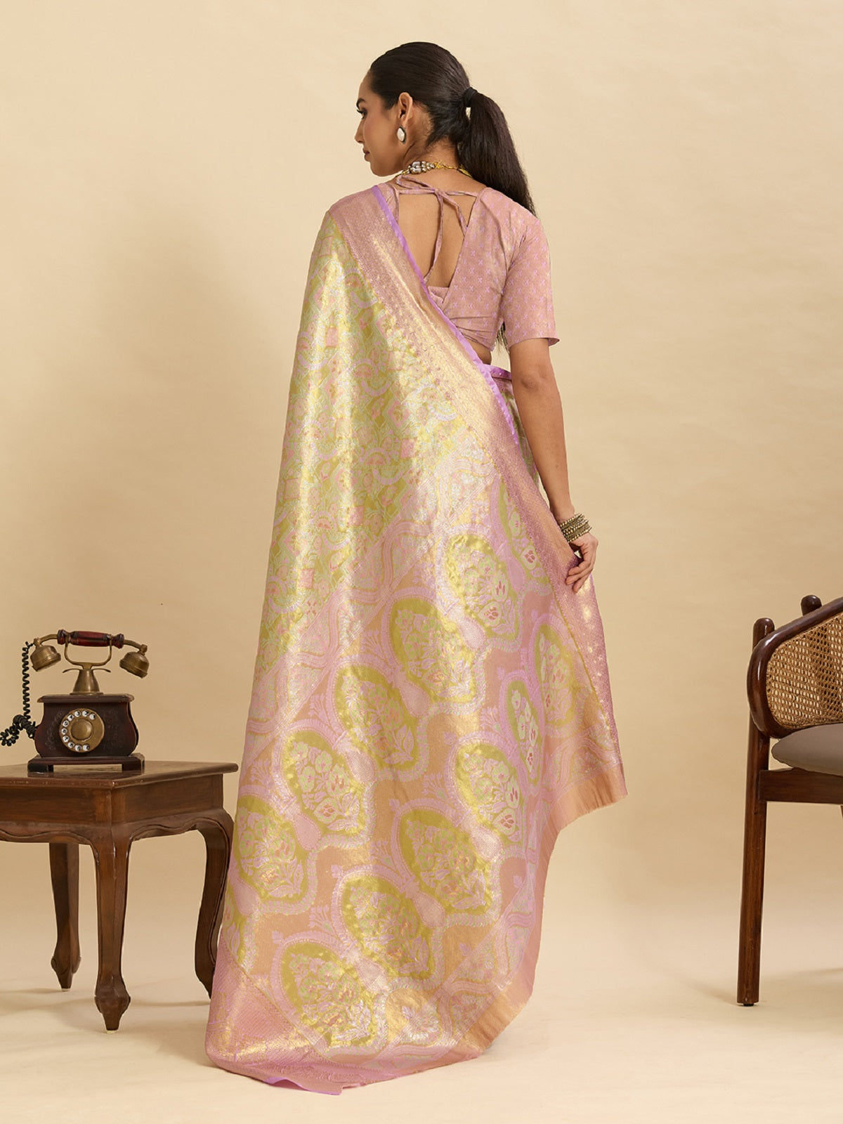 Mint Green Kanjivaram Silk Wedding Saree with Jari Weaving