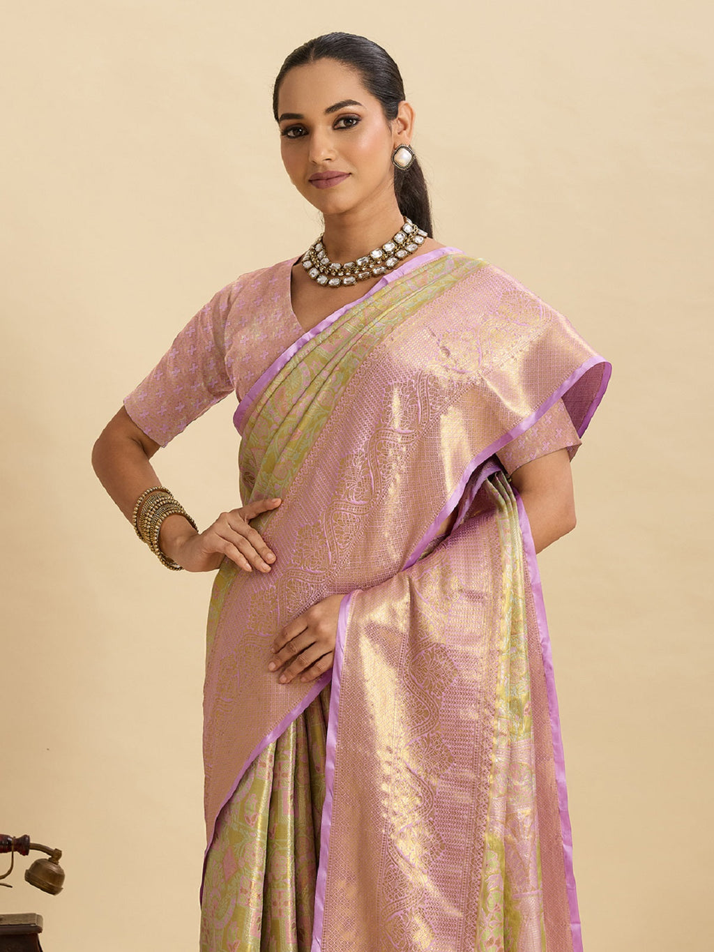 Mint Green Kanjivaram Silk Wedding Saree with Jari Weaving