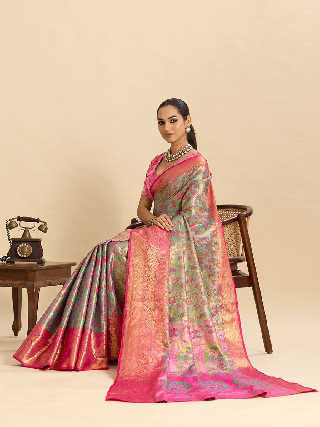 Grey Kanjivaram Silk Saree with Traditional Jari Weaving