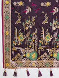 Deep Wine Satin Paithani Saree with Jari Motifs