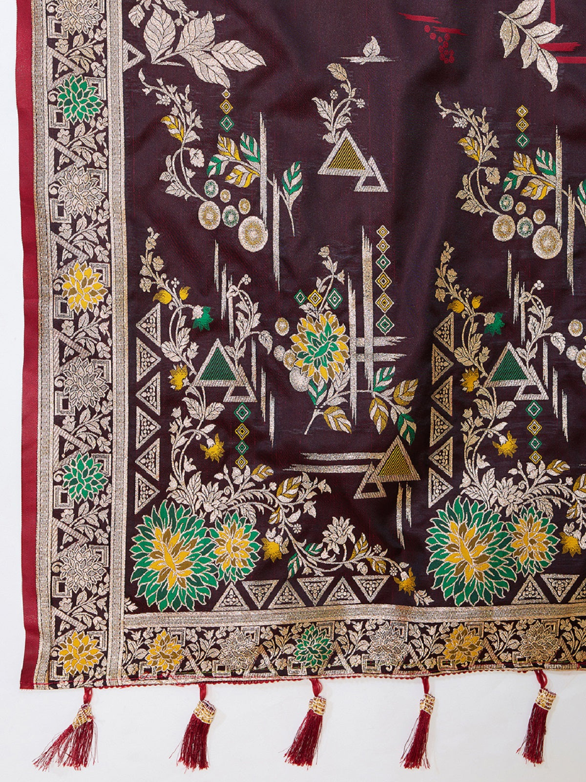 Deep Maroon Satin Paithani Saree with Jari Motifs