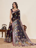 Deep Maroon Satin Paithani Wedding Saree with Jari Motifs