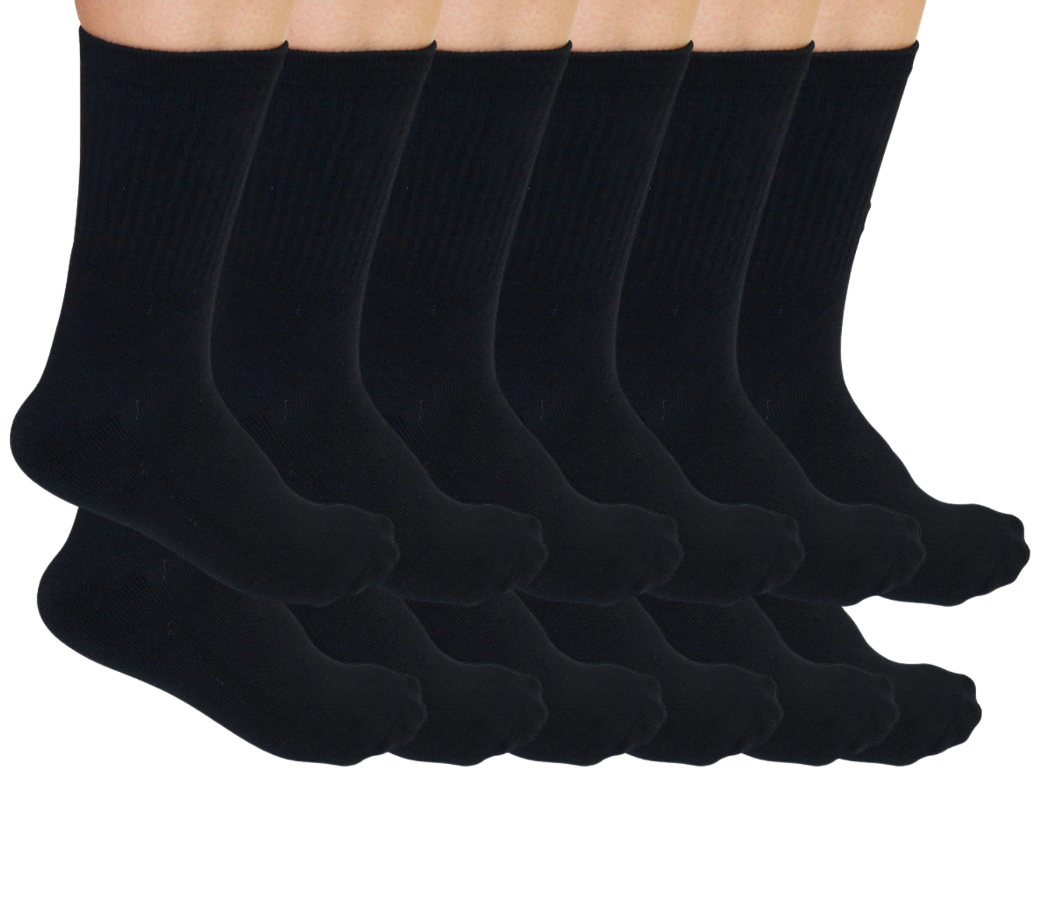 Women's Black Bamboo Viscose Crew Socks 12-Pack