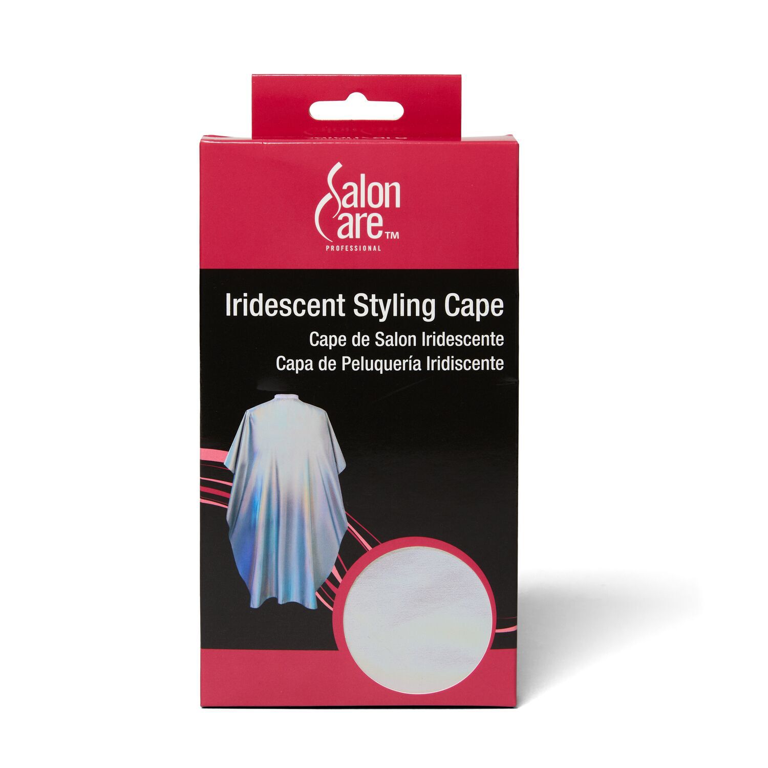 Professional iridescent salon styling cape with adjustable neck closure