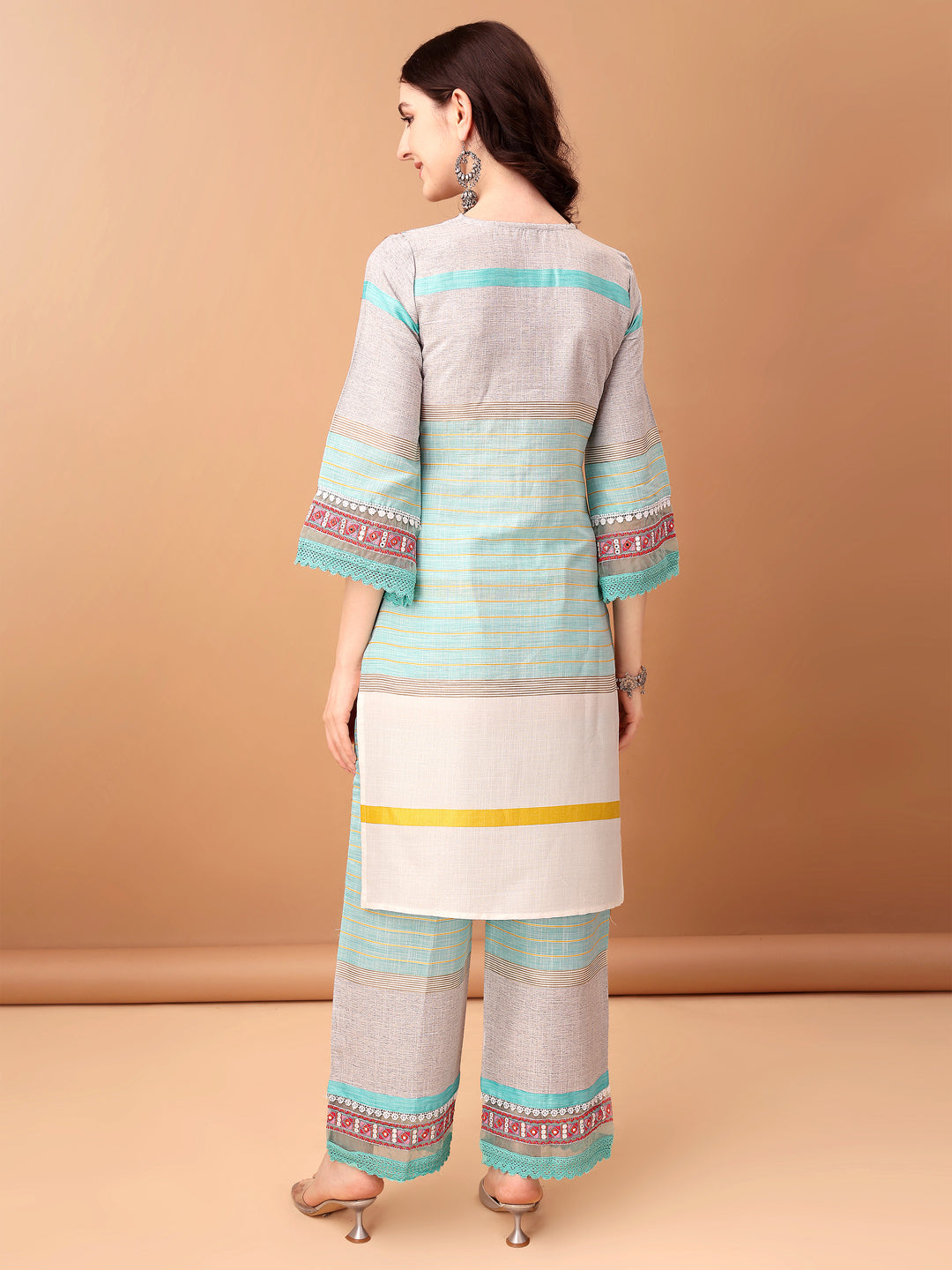 Embroidered & Printed Kurta With Pant & Dupatta Premium, Blue - Hiral Fashion