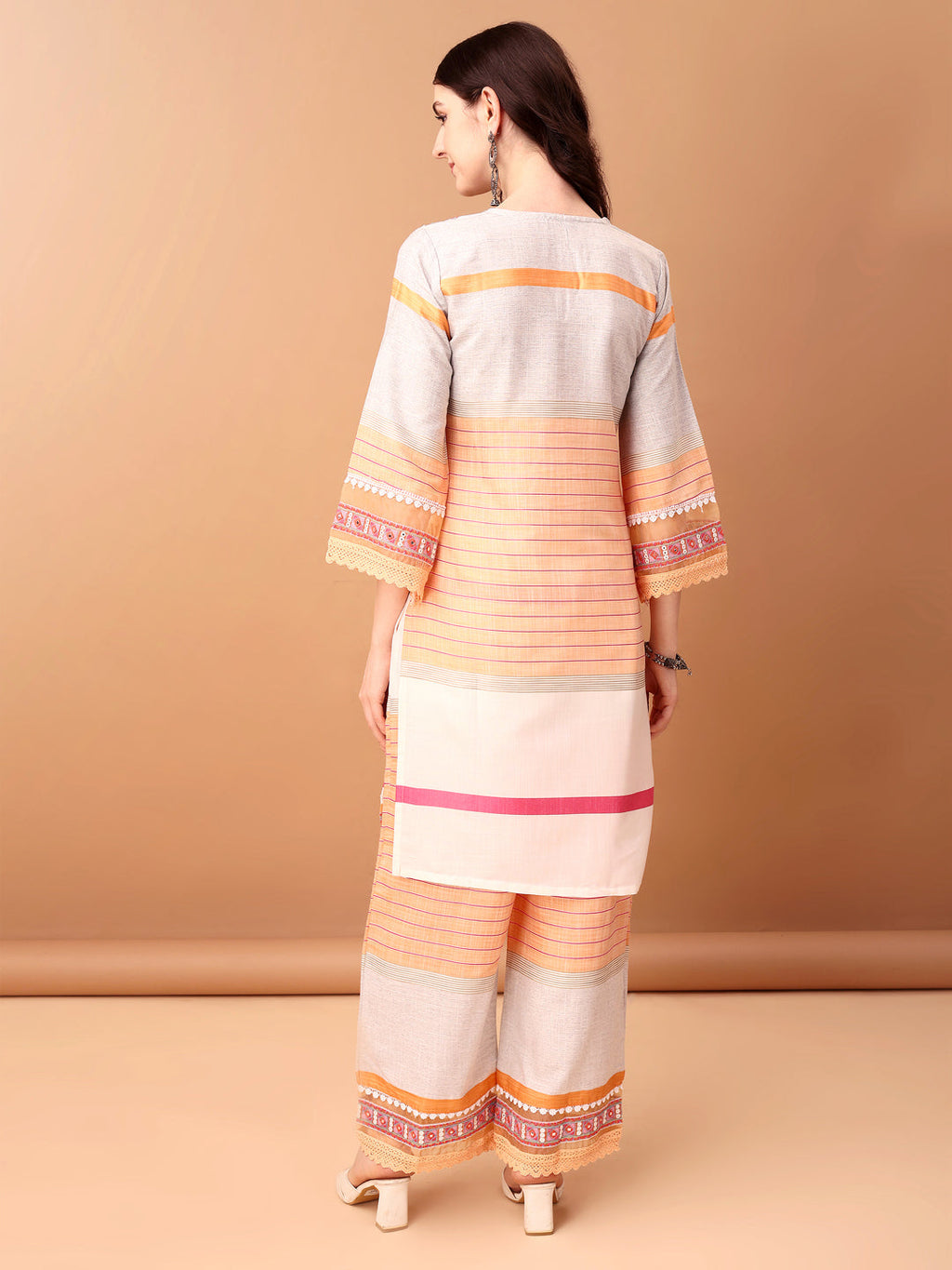 Premium Embroidered and Printed Orange Kurta Set with Dupatta