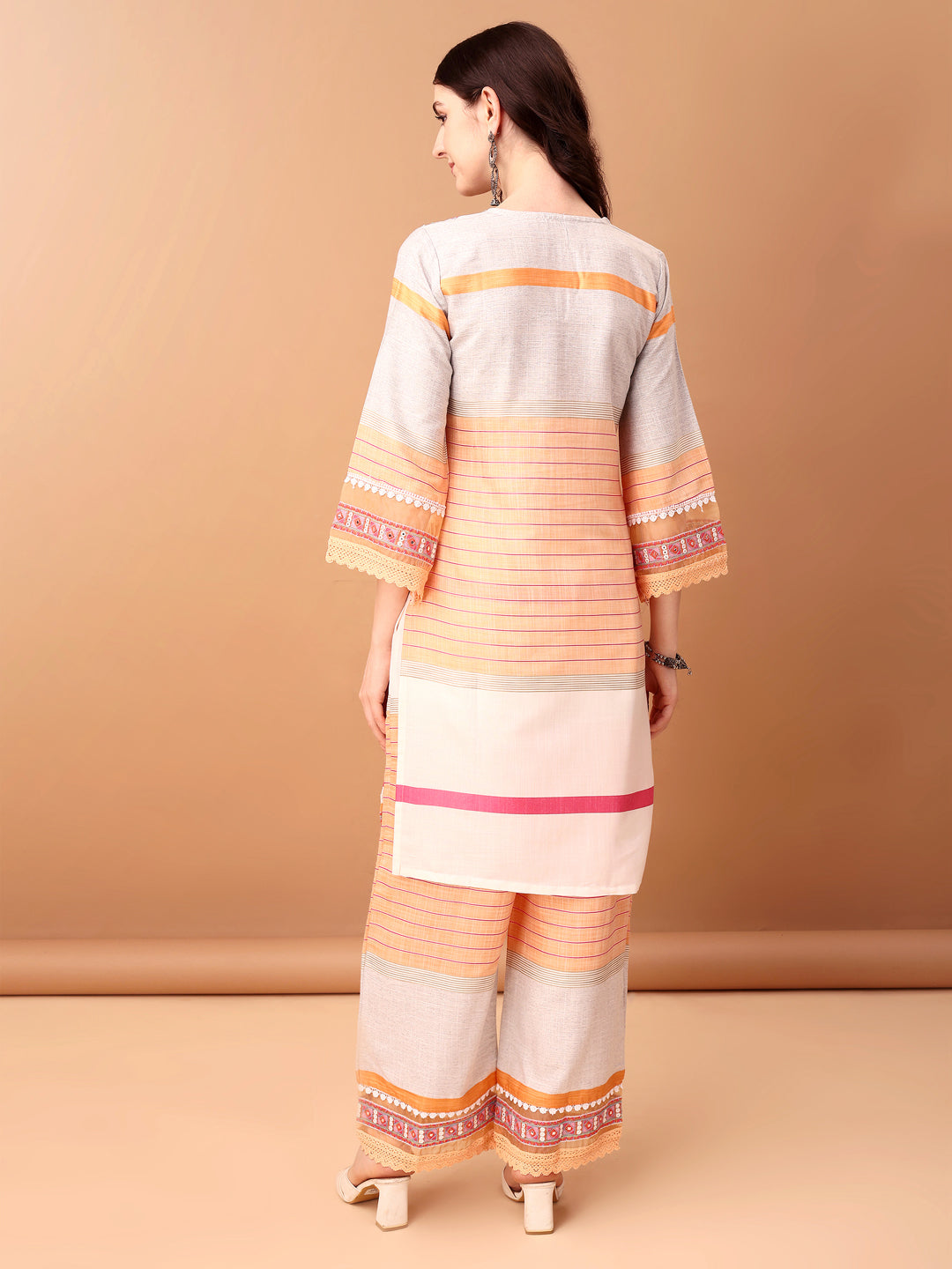 Premium Embroidered and Printed Orange Kurta Set with Dupatta