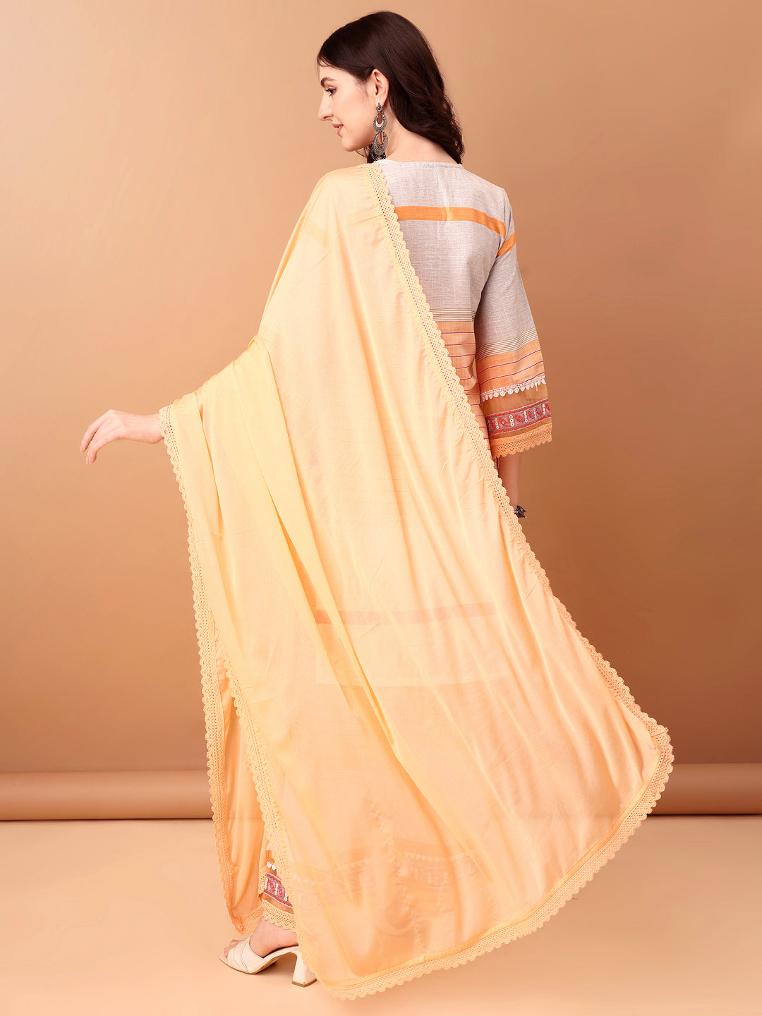 Premium Embroidered and Printed Orange Kurta Set with Dupatta