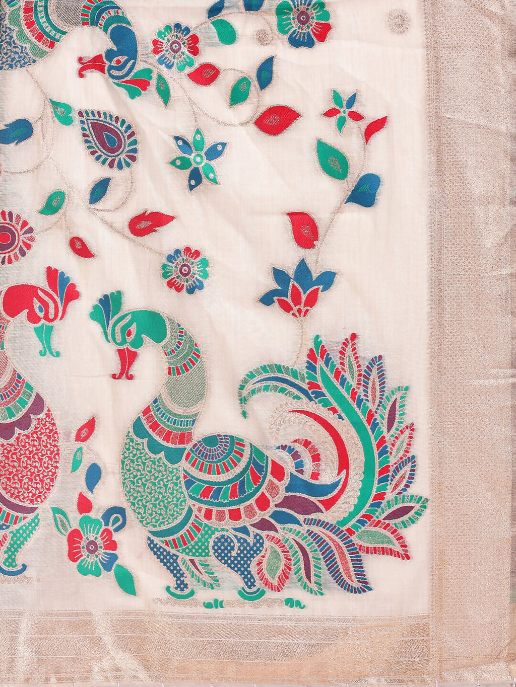 Shree Shyam Fashion Linen Cotton Cream Saree