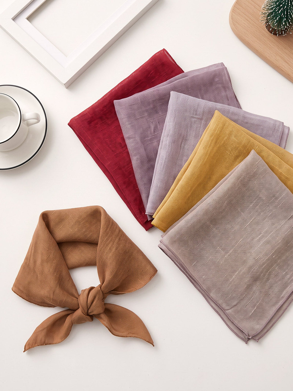 100% Linen Hand-Stitched Square Scarf