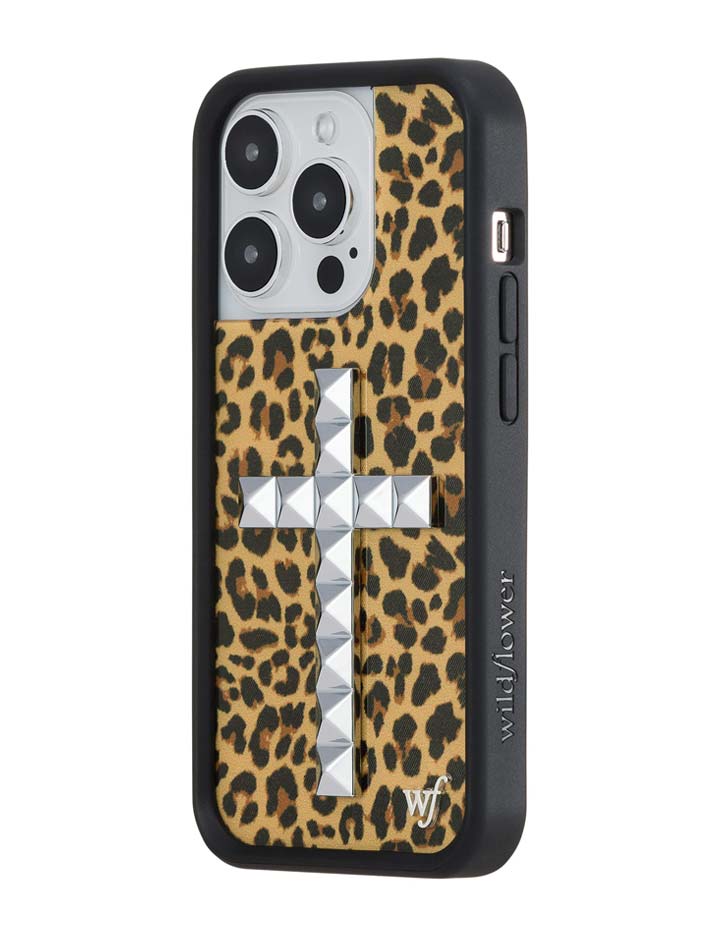 Stud Cross Meow Leopard Print iPhone Case - Bold Streetwear