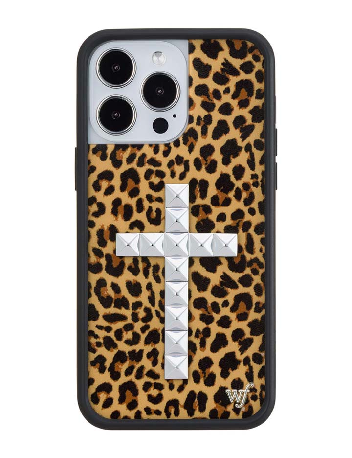Stud Cross Meow Leopard Print iPhone Case - Bold Streetwear