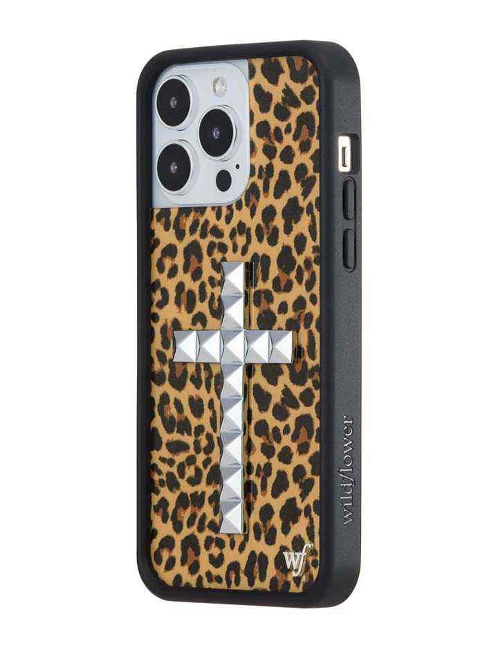 Stud Cross Meow Leopard Print iPhone Case - Bold Streetwear