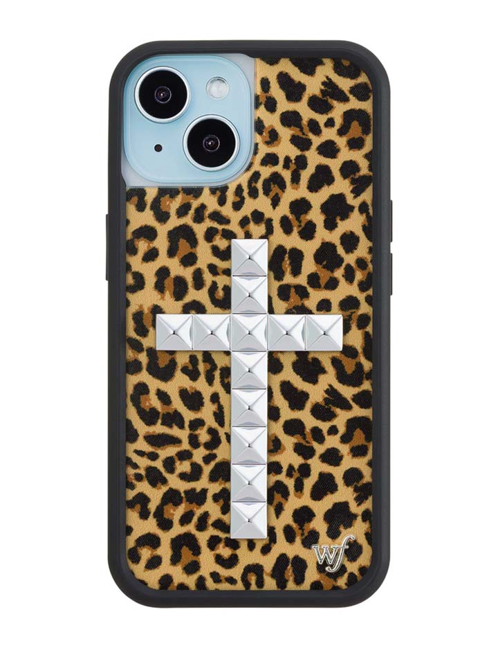 Stud Cross Meow Leopard Print iPhone Case - Bold Streetwear