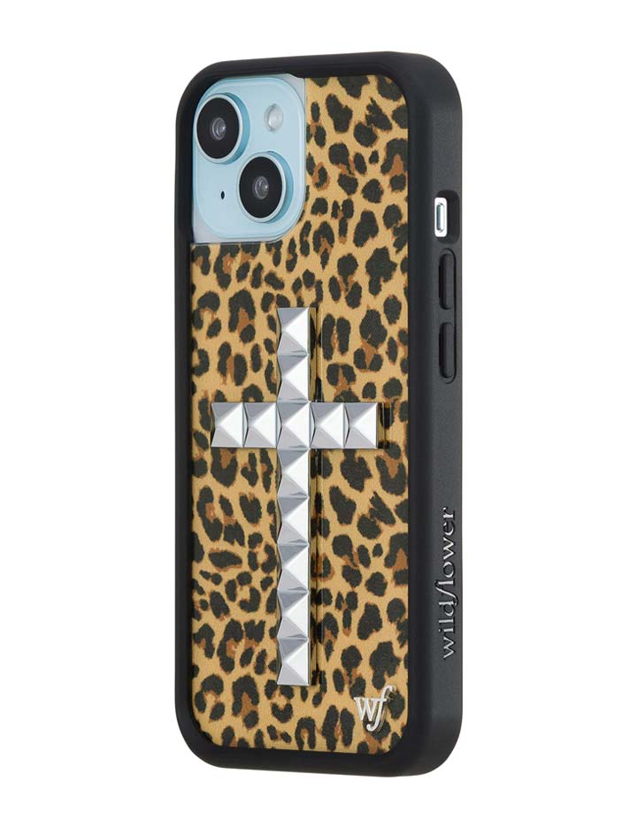 Stud Cross Meow Leopard Print iPhone Case - Bold Streetwear
