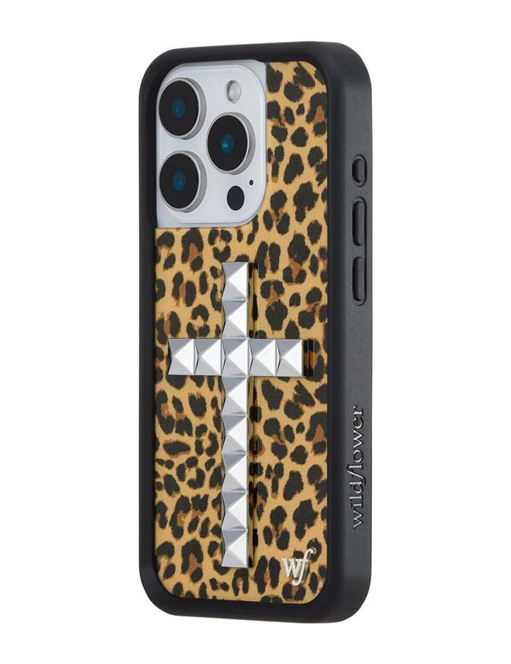 Stud Cross Meow Leopard Print iPhone Case - Bold Streetwear