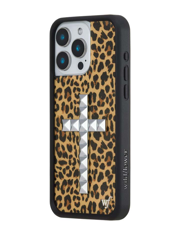 Stud Cross Meow Leopard Print iPhone Case - Bold Streetwear