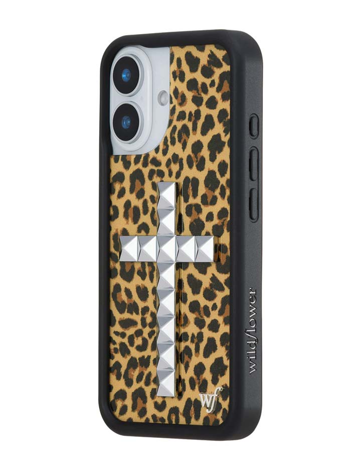 Stud Cross Meow Leopard Print iPhone Case - Bold Streetwear