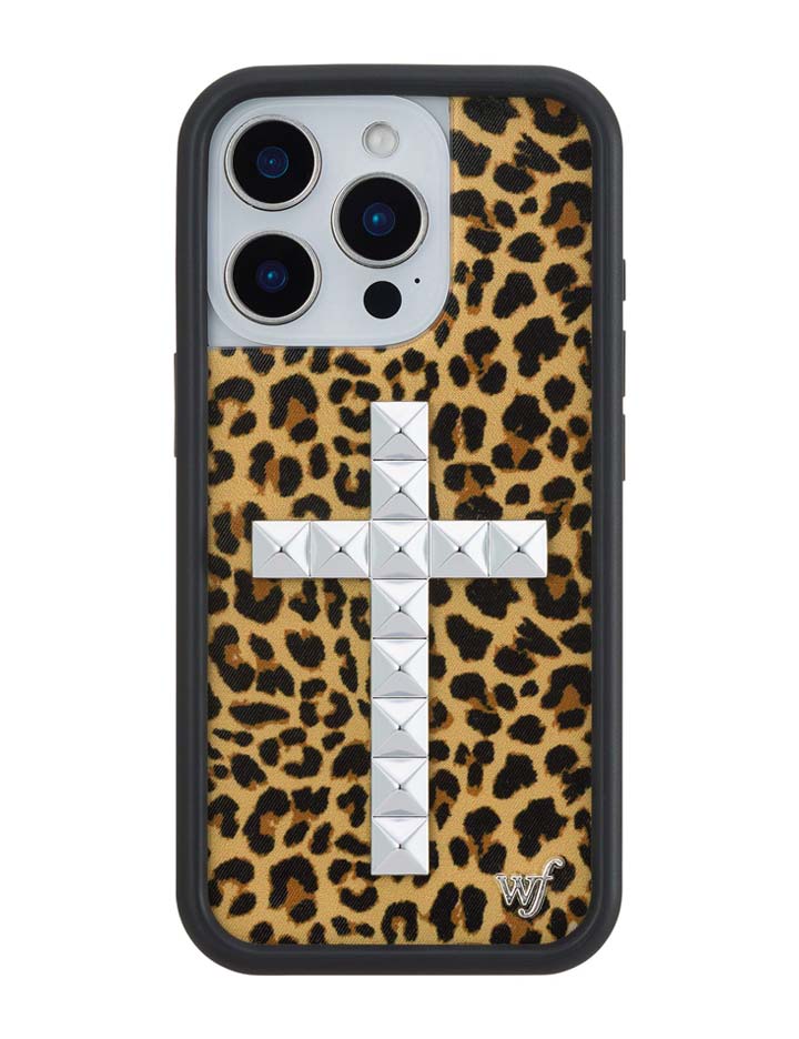 Stud Cross Meow Leopard Print iPhone Case - Bold Streetwear