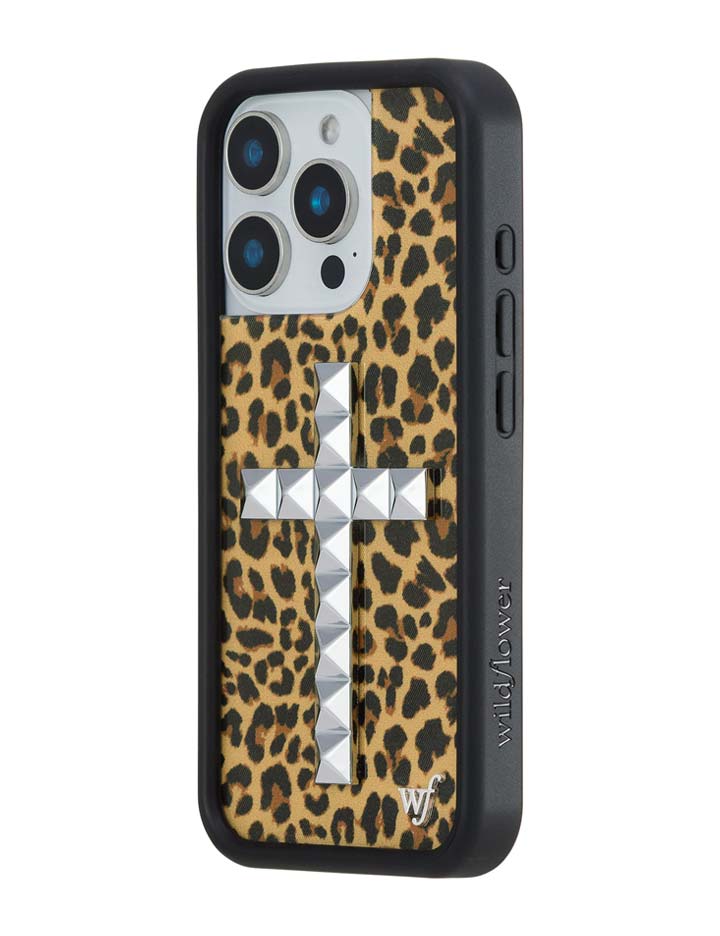 Stud Cross Meow Leopard Print iPhone Case - Bold Streetwear