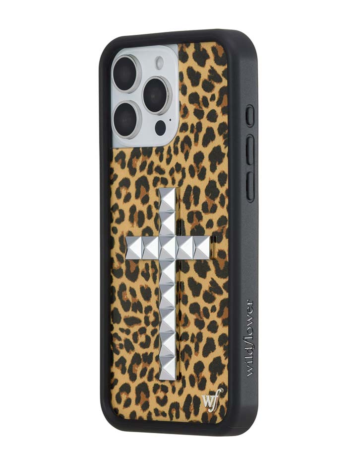 Stud Cross Meow Leopard Print iPhone Case - Bold Streetwear
