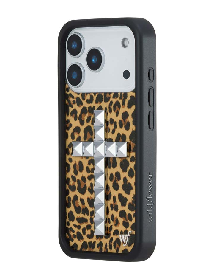 Stud Cross Meow Leopard Print iPhone Case - Bold Streetwear